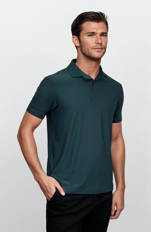 24sevenmen Wrinkle Resistant 3 Button Polo Shirt In Green