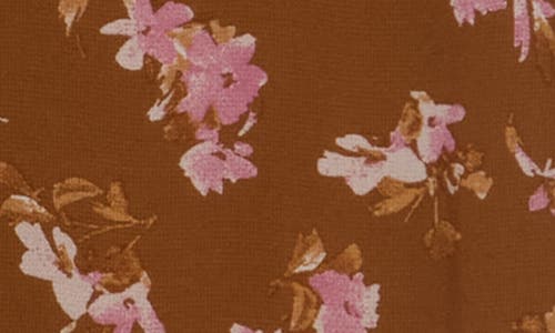 Dr2 By Daniel Rainn Floral Tie Neck Cap Sleeve Top In Brown