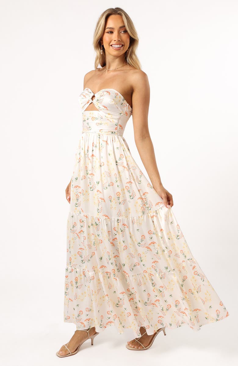 Petal & Pup Sarai Floral Strapless Maxi Dress, Alternate, color, Yellow Floral