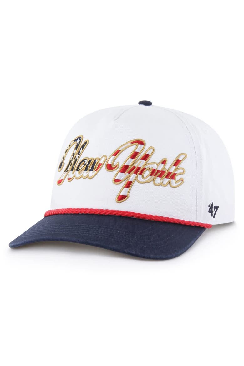 Men's '47 White New York Giants Patriotic Overhand Hitch Adjustable Hat, Main, color, White