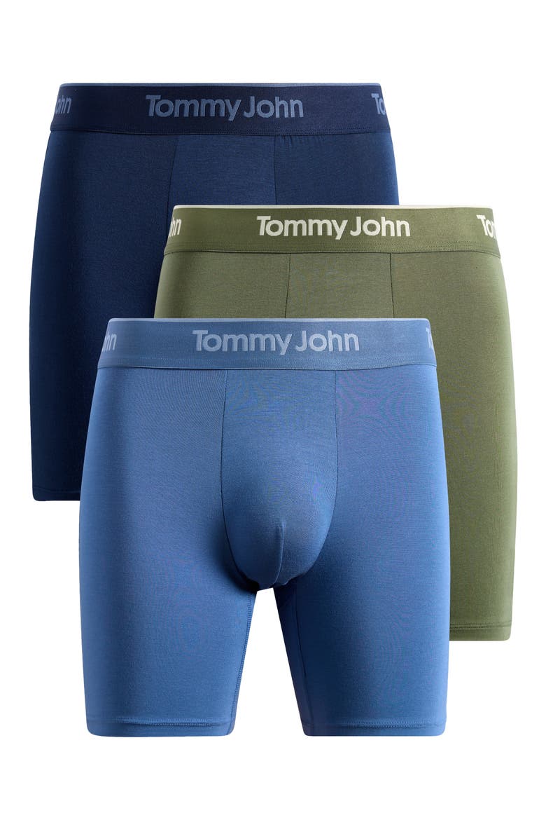 3-Pack Second Skin 6-Inch Stretch Modal Boxer Briefs, Main, color, FOUR LEAF CLOVER DRESS BLUES