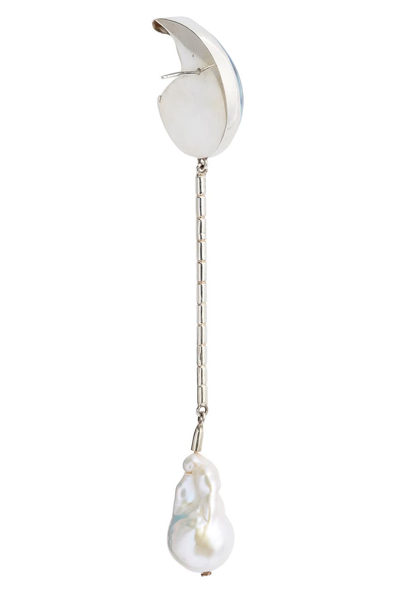 Shell & Freshwater Pearl Linear Drop Earrings, Alternate, color, FRESHWATER PEARL/SILVER