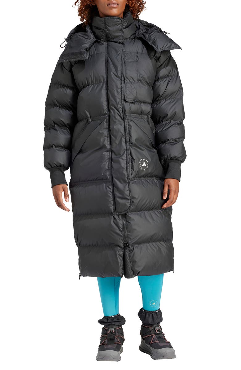 adidas by Stella McCartney Longline WIND.RDY Puffer Jacket, Main, color, 
