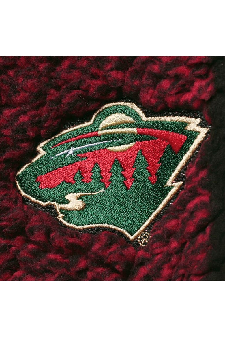 Women's G-III 4Her by Carl Banks Black/Red Minnesota Wild Plaid Sherpa Quarter-Zip Jacket, Alternate, color, Black