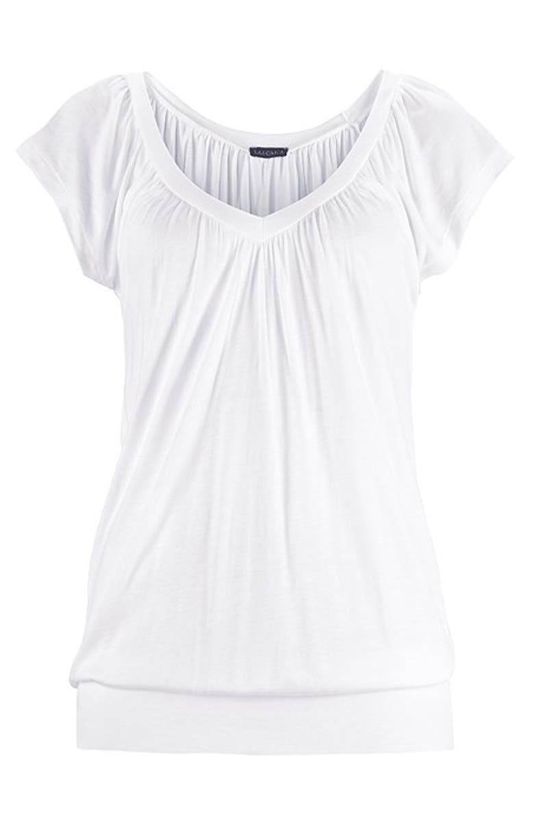 LASCANA Women's Casual V-Neck Top, Alternate, color, White