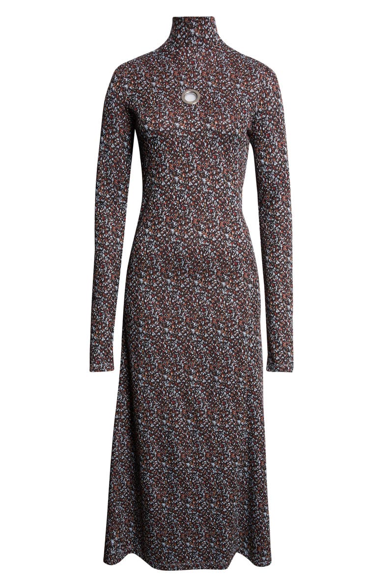 Rabanne Grommet Detail Long Sleeve Knit Dress, Alternate, color, Black / Blue / Red