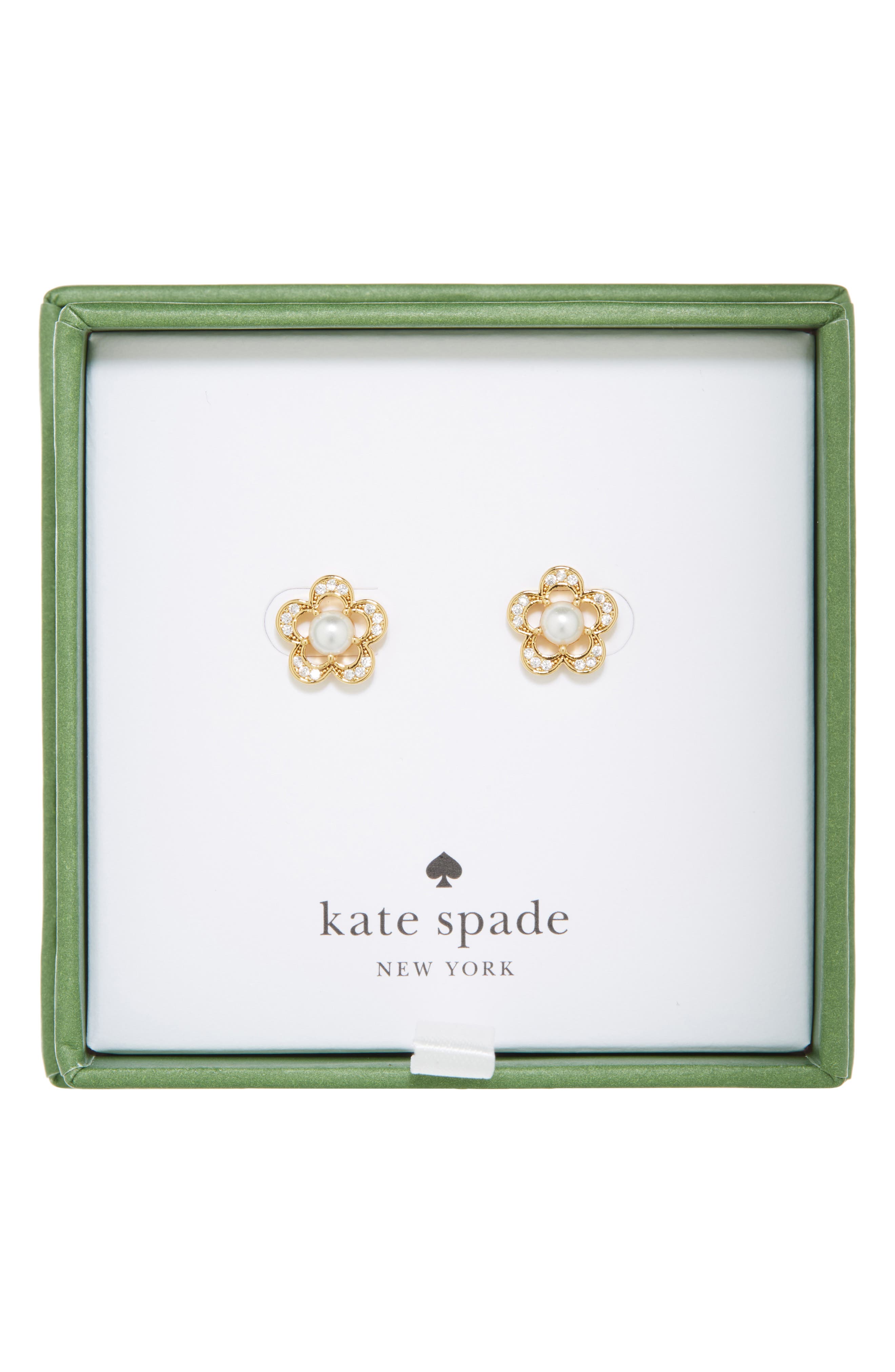 Kate Spade New York faux pearl & cz flower stud earrings