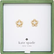 Kate Spade New York faux pearl & cz flower stud earrings
