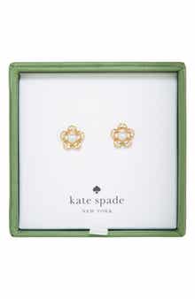 Kate Spade New York faux pearl & cz flower stud earrings
