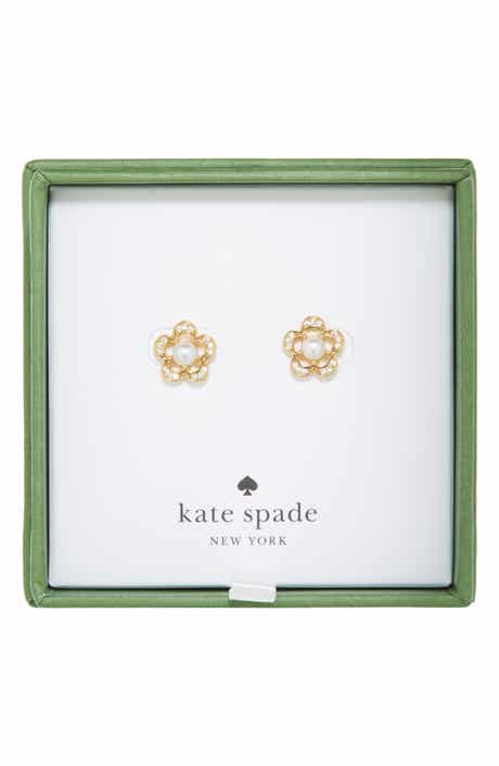 Kate Spade New York faux pearl & cz flower stud earrings