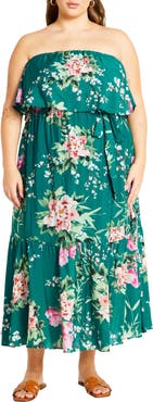 City Chic Pia Floral Strapless Maxi Dress