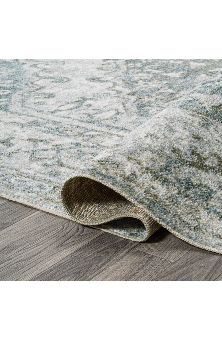 JONATHAN Y Pavel Distressed Medallion Low-Pile Machine-Washable Area Rug, Alternate, color, Light Gray/Blue