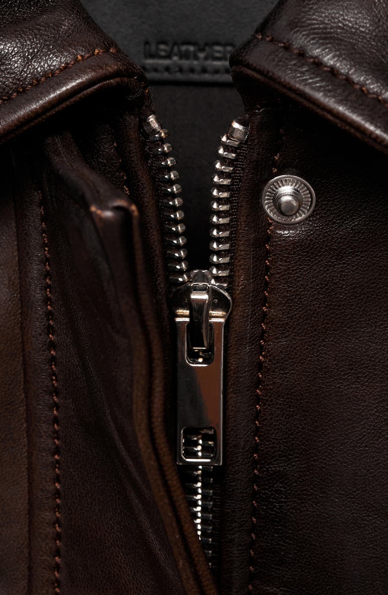 MANGO Crop Leather Bomber Jacket, Alternate, color, 