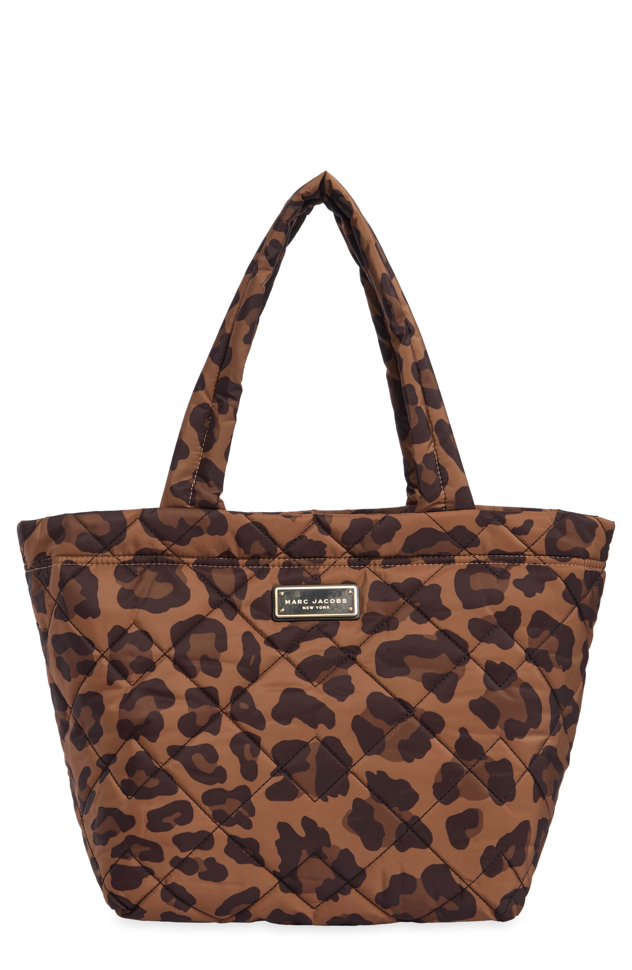 Leopard Print Quilted Nylon Tote