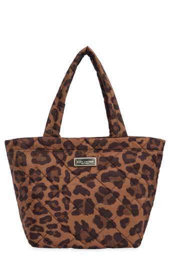 Leopard Print Quilted Nylon Tote