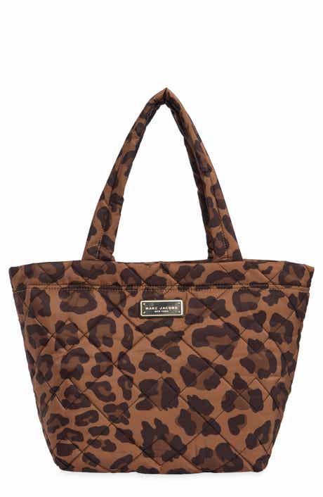 Leopard Print Quilted Nylon Tote