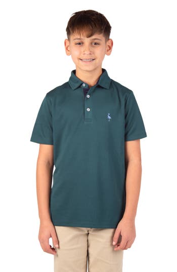 Tailorbyrd Kids' Solid Knit Polo In Green