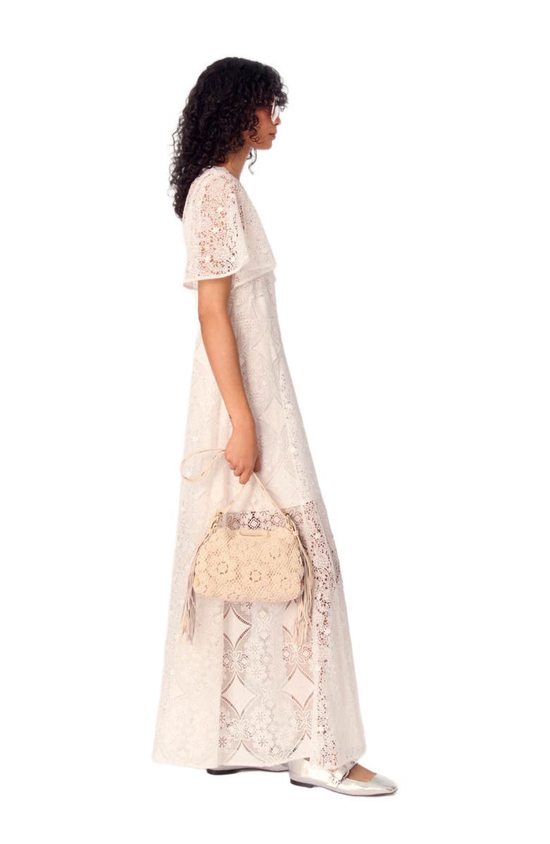 maje Floral guipure maxi dress, Alternate, color, White