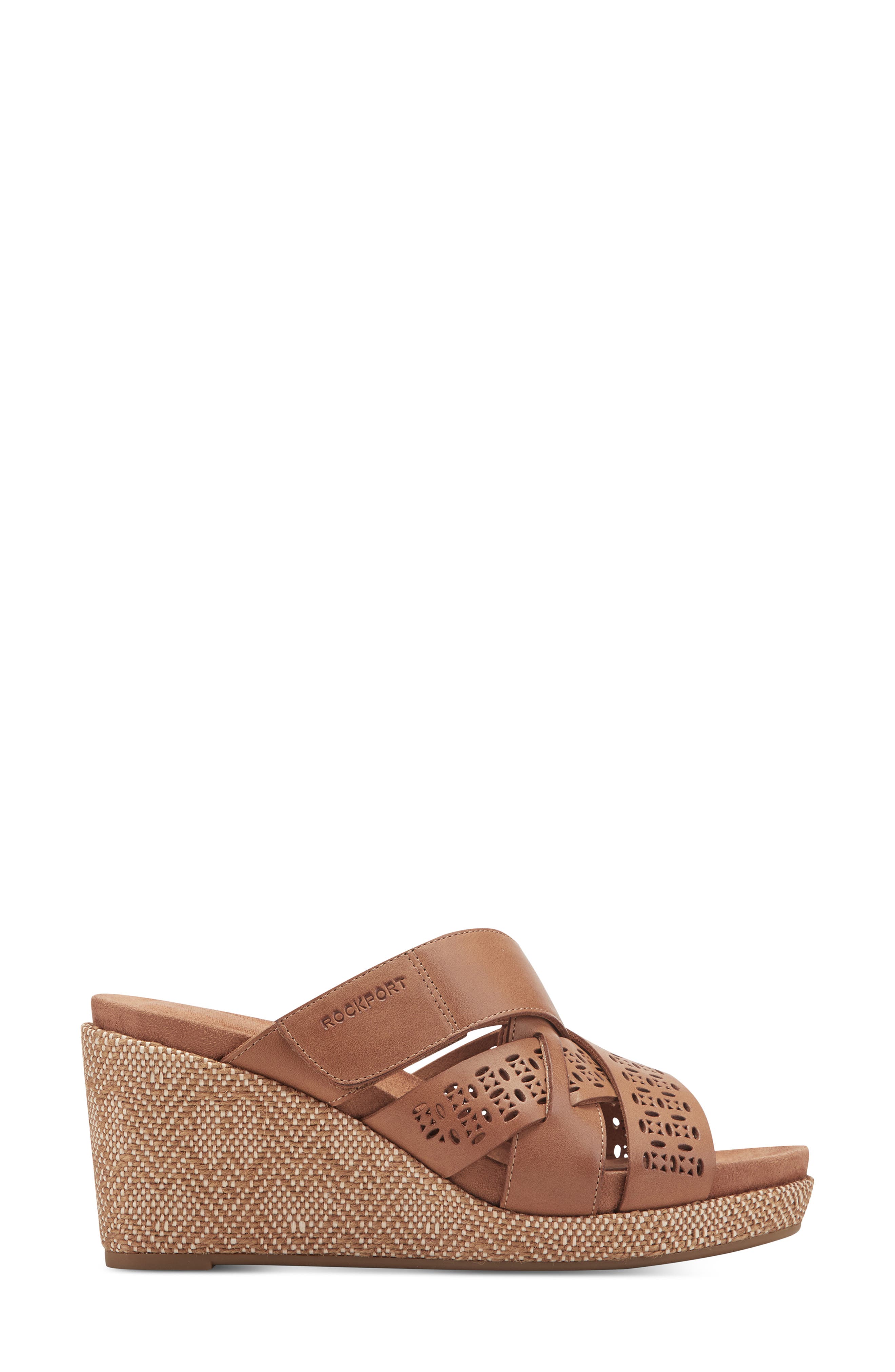Britta Platform Wedge Slide Sandal, Alternate, color, DARK NATURAL