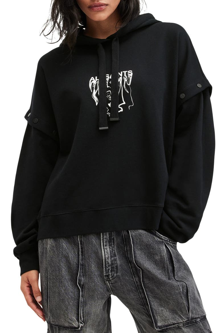 Inksaints Amphia Cotton Graphic Hoodie, Main, color, BLACK