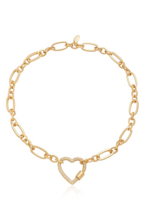 Crystal Pavé Heart Clasp Necklace