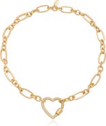 Ettika Crystal Pavé Heart Clasp Necklace