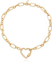 Ettika Crystal Pavé Heart Clasp Necklace
