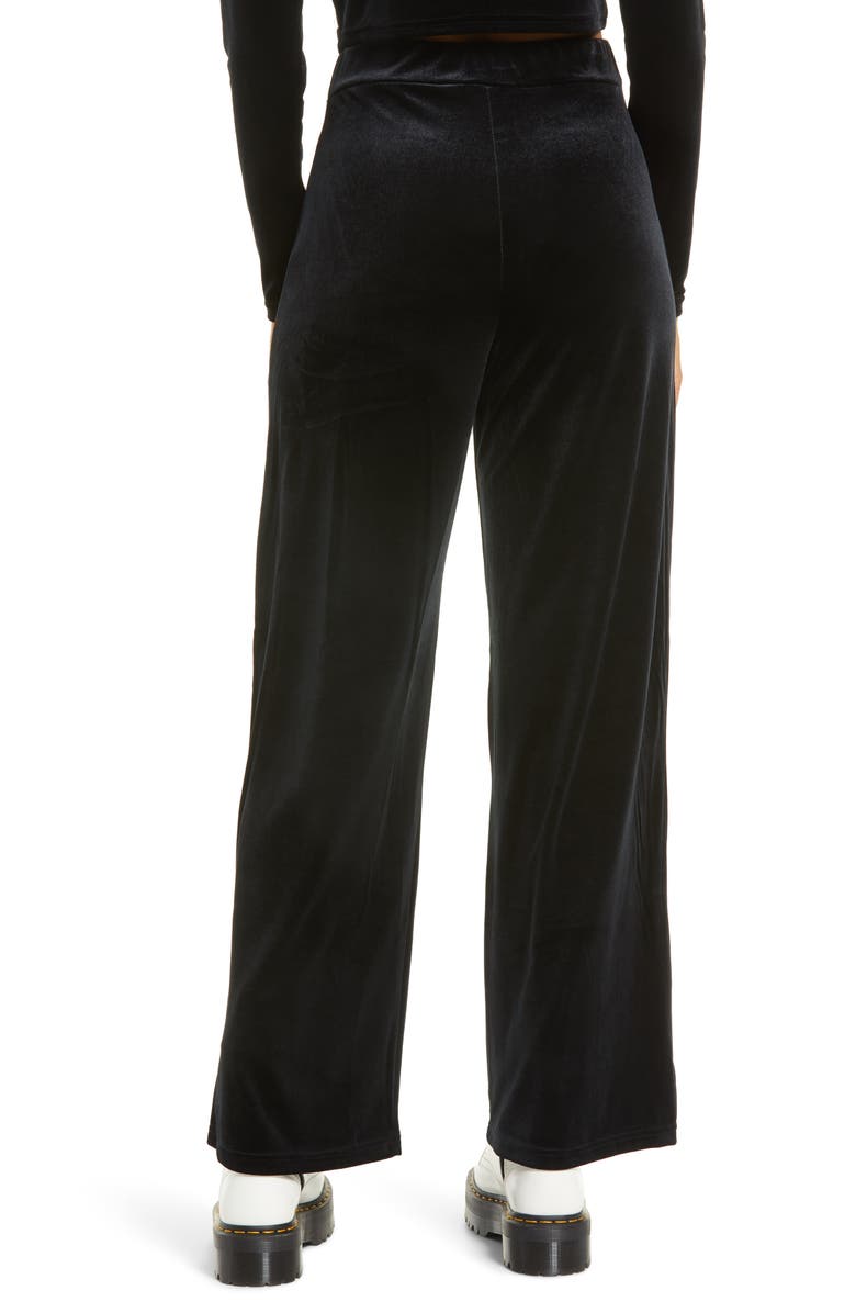 Topshop Wide Leg Velour Pants, Alternate, color,