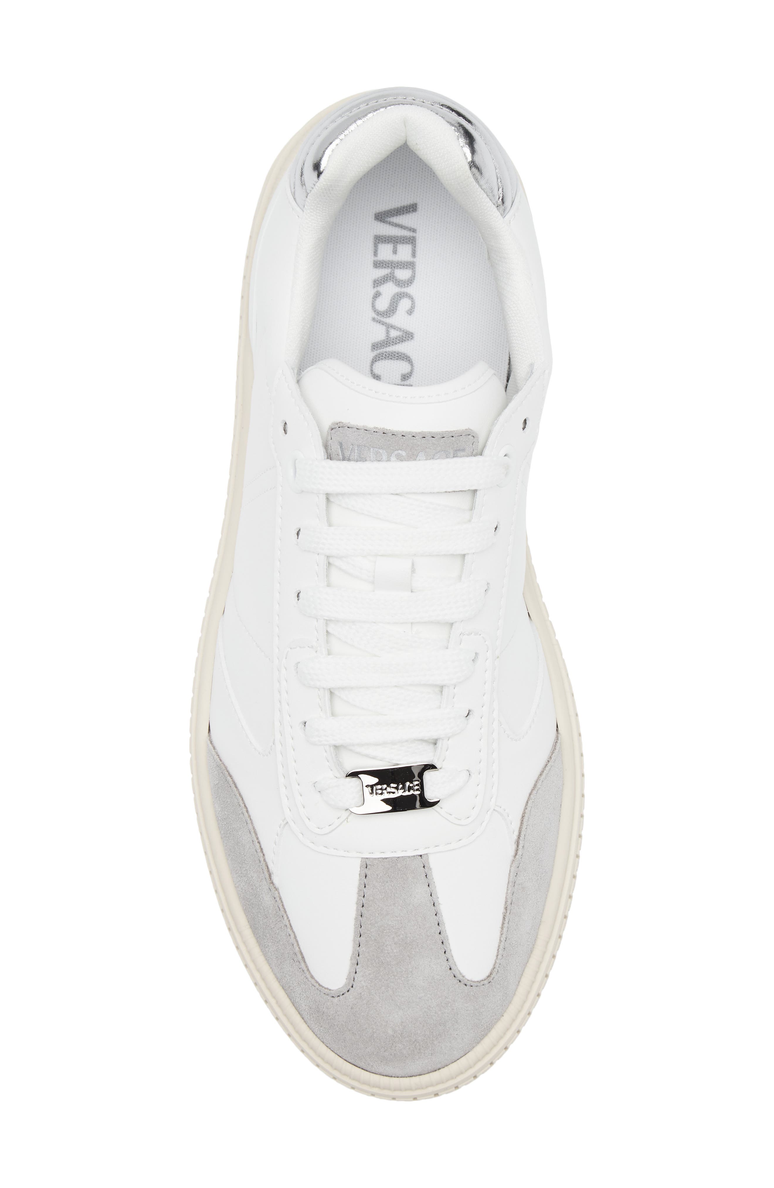 Greca Court Sneaker, Alternate, color, PEARL GREY WHITE SILVER