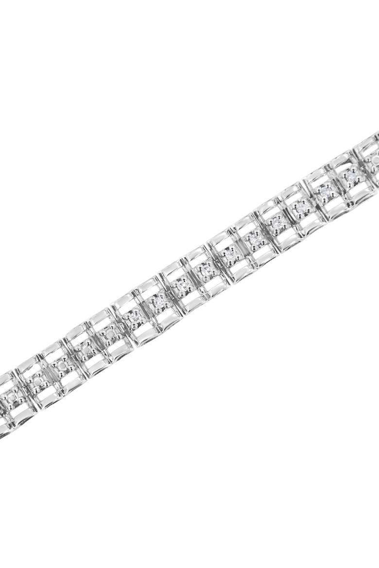 .925 Sterling Silver 1/10 Cttw Diamond Double-Link Tennis Bracelet, Alternate, color, Silver