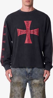 mnml Washed LA Long Sleeve Cotton Graphic T-Shirt