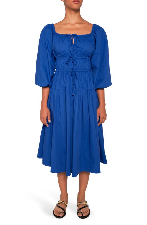 New Bahia Tiered Cotton Midi Dress