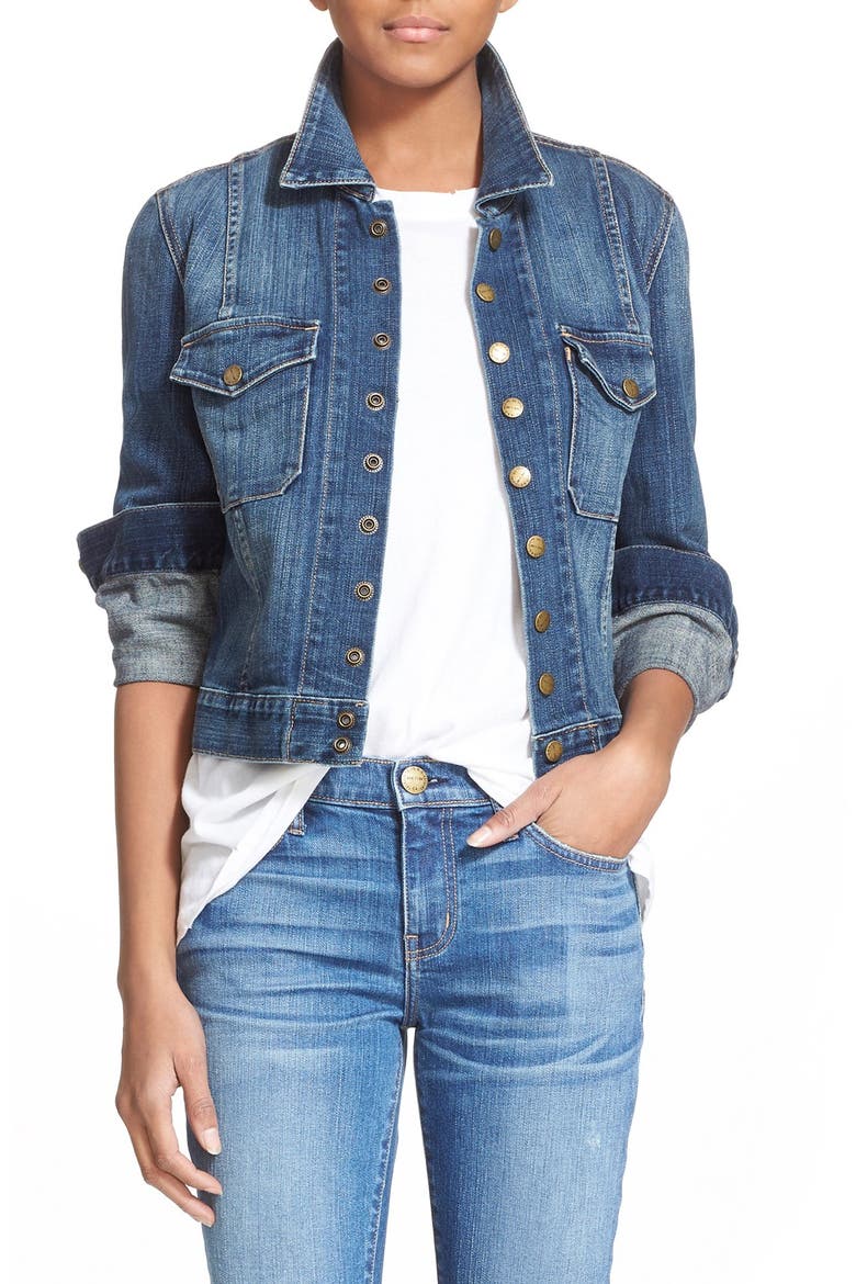'The Snap' Stretch Denim Jacket, Main, color, LOVED