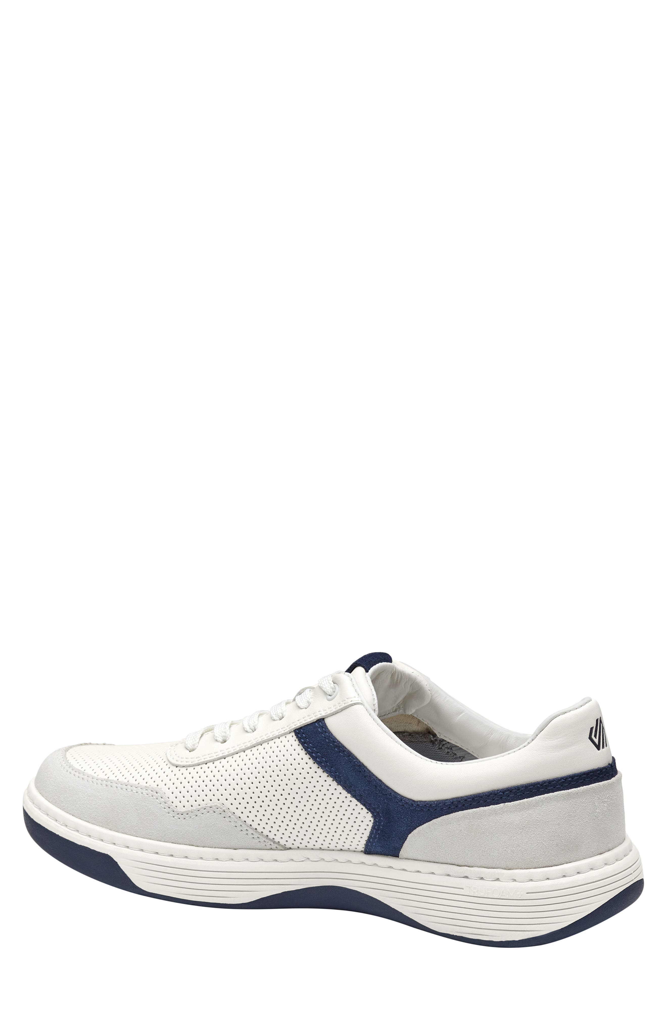 Johnston & Murphy Dawson Sneaker, Alternate, color, White Full Grain/ Navy Suede