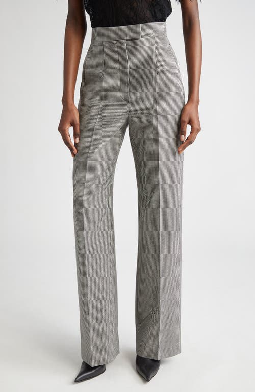 Alexander Mcqueen Mcqueen Micro Houndstooth Pleated Wool & Mohair Straight Leg Trousers