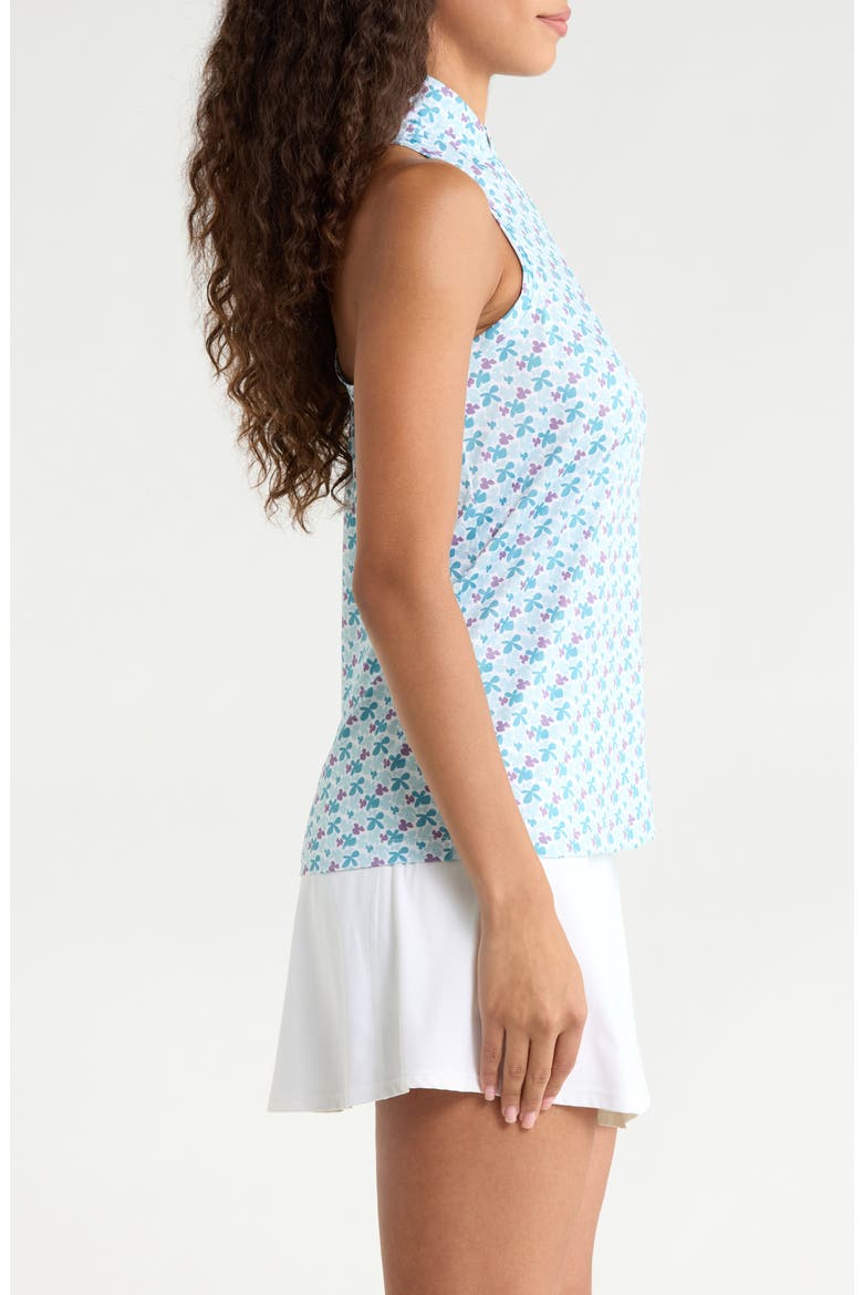 Sonora Ditsy Floral Half Zip Piqué Polo, Alternate, color, SEAFOAM