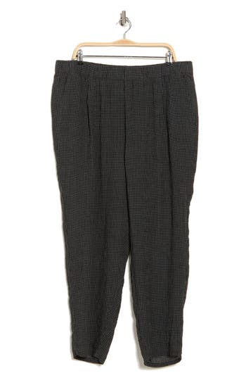 Eileen Fisher Organic Linen Tapered Ankle Pants In Black