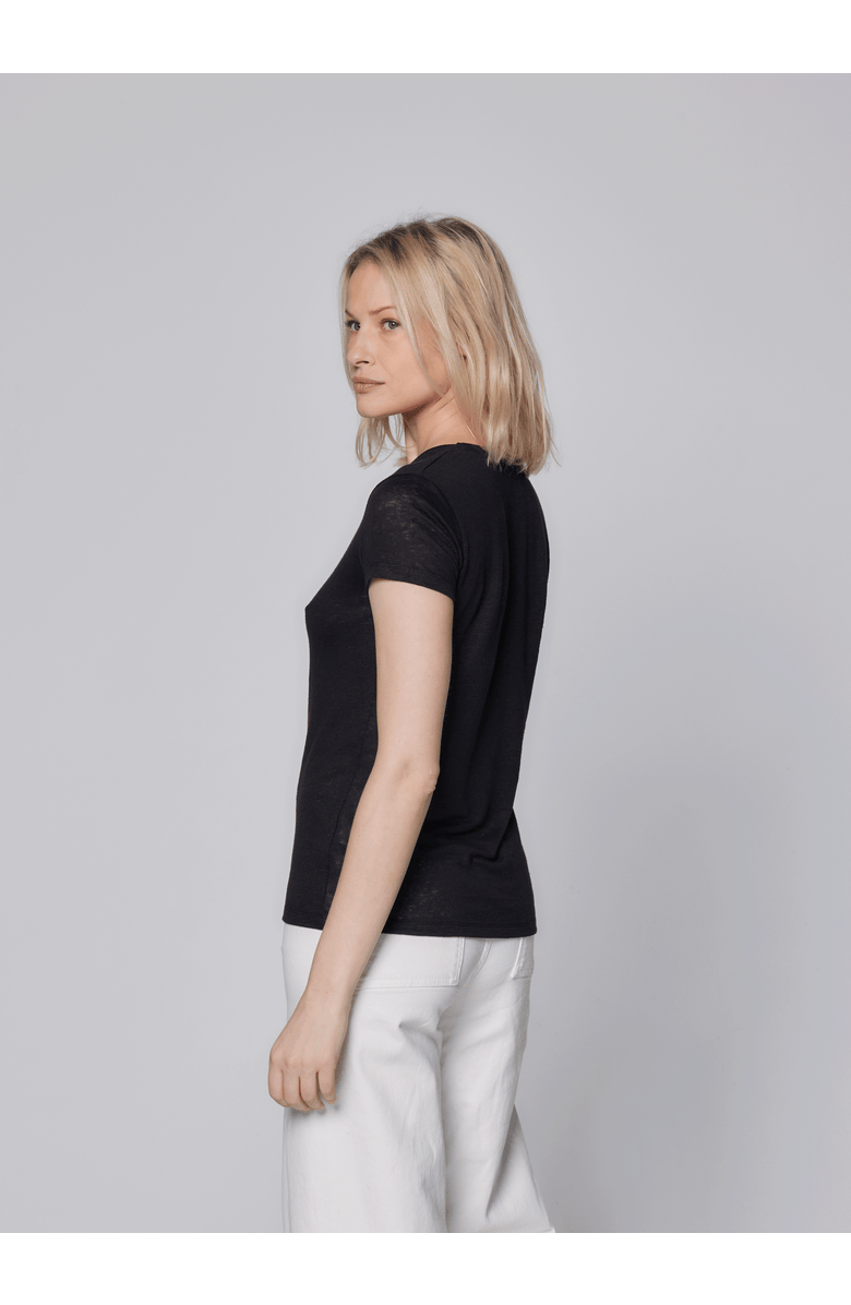 Majestic Filatures Stretch Linen Short Sleeve Crewneck T-Shirt, Alternate, color, Noir