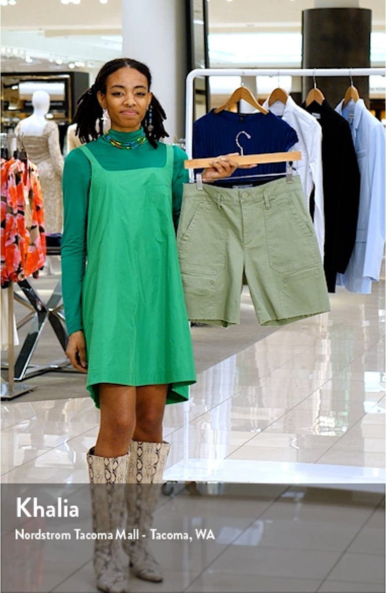 'Ab'Solution Sky Rise Raw Hem Denim Shorts, sales video thumbnail