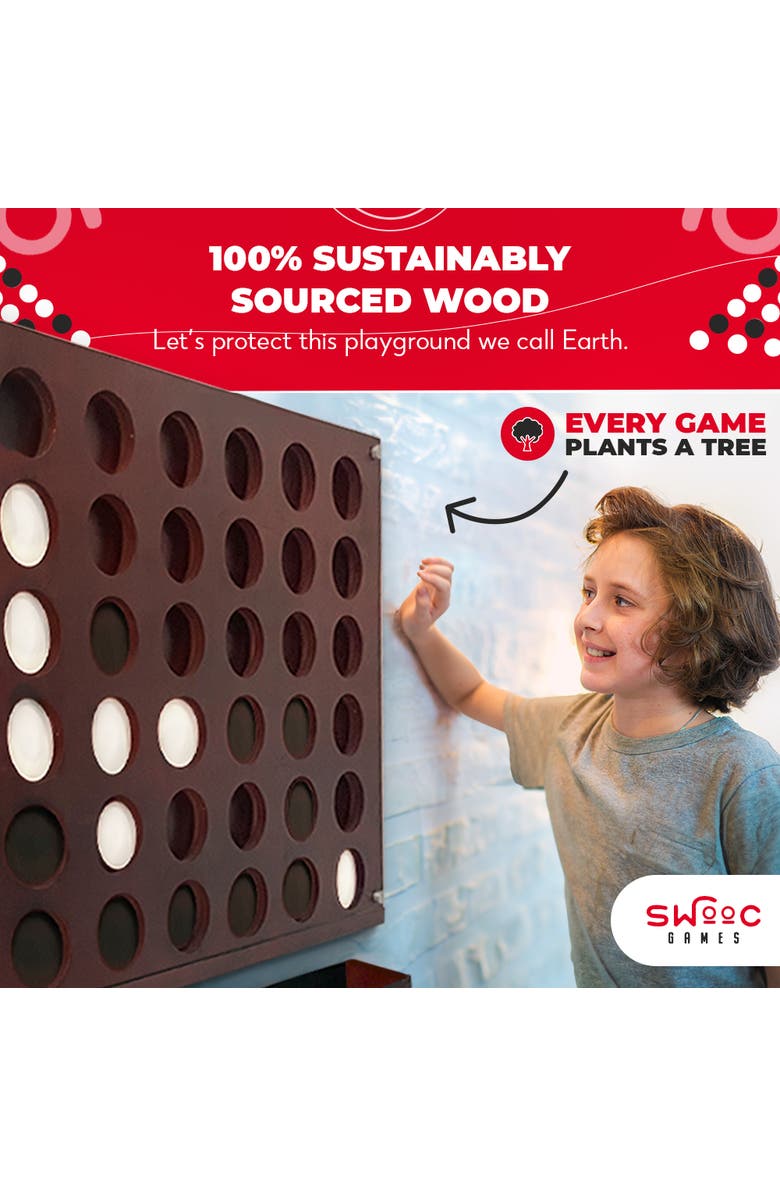 Swooc Games Wall Mounted Giant 4 In A Row Game, Alternate, color, Brown