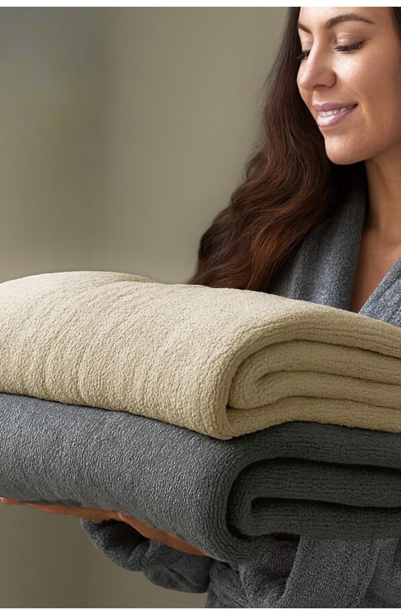 BedVoyage Melange Viscose Cotton Blend Odor & Mildew Resistant Bath Sheet Towel, 1pc, Alternate, color, Charcoal