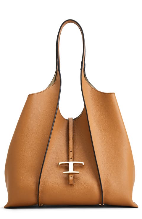 ハンドバッグ TOD'S Woman Handbag Leather XBWEBRF0200UBL 2L83 Woman BROWN Shopping Bag in Leather Medium