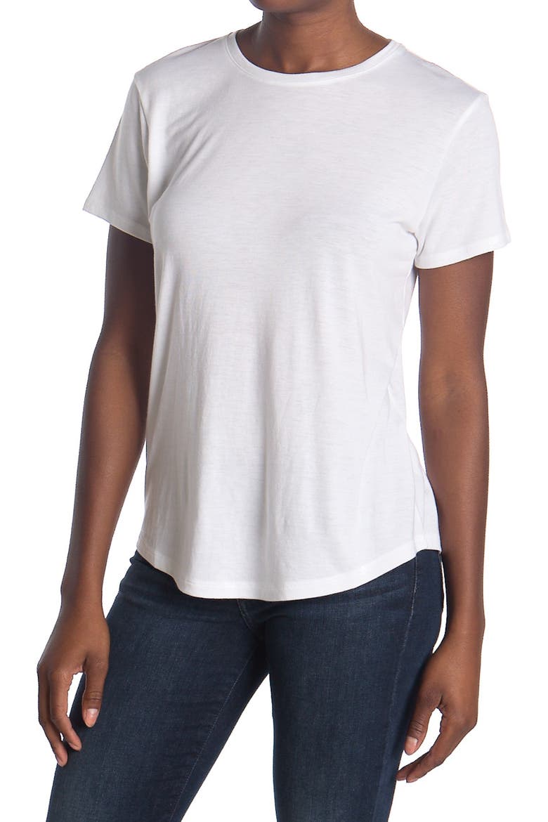 Crew Neck Shirttail T-Shirt, Main, color, WHITE