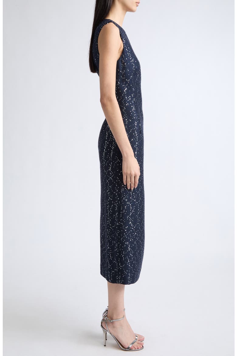 Sequin Wool Blend Tweed Cocktail Dress, Alternate, color, NAVY