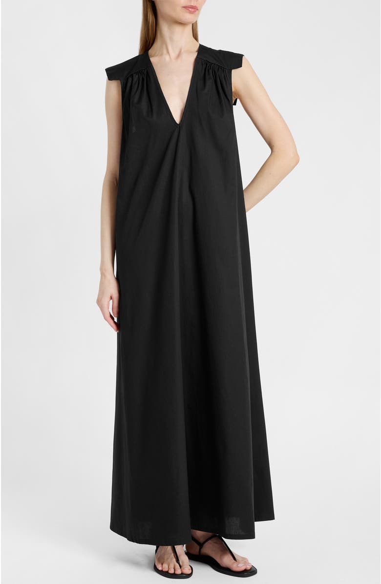 Santorelli Niu Cap Sleeve Maxi Dress, Alternate, color, Black