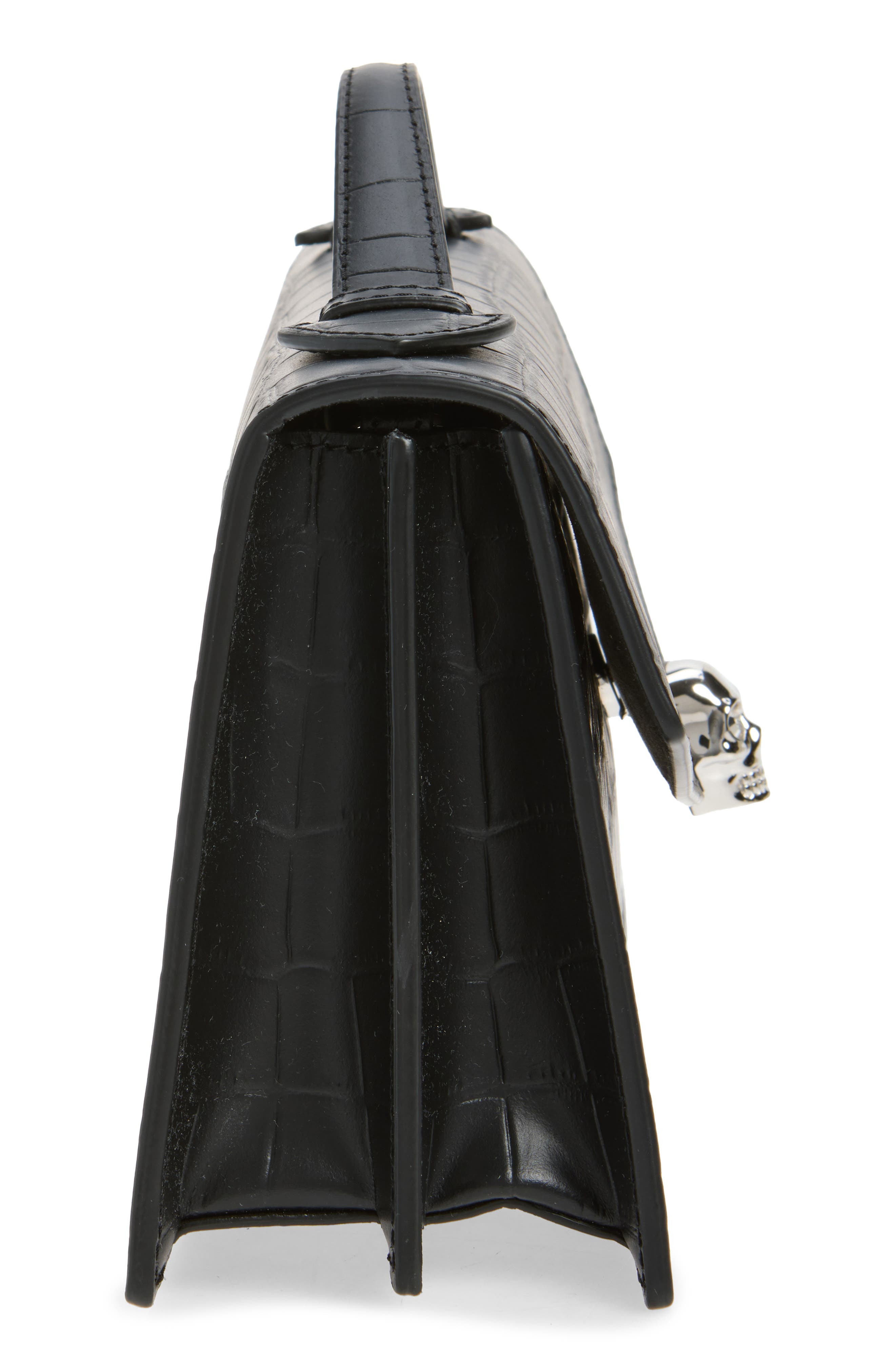 McQueen Skull Top Handle Bag, Alternate, color, Black