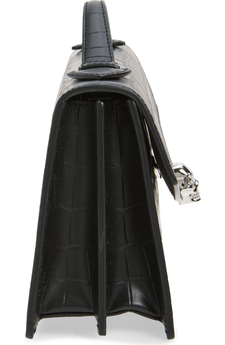 McQueen Skull Top Handle Bag, Alternate, color, Black