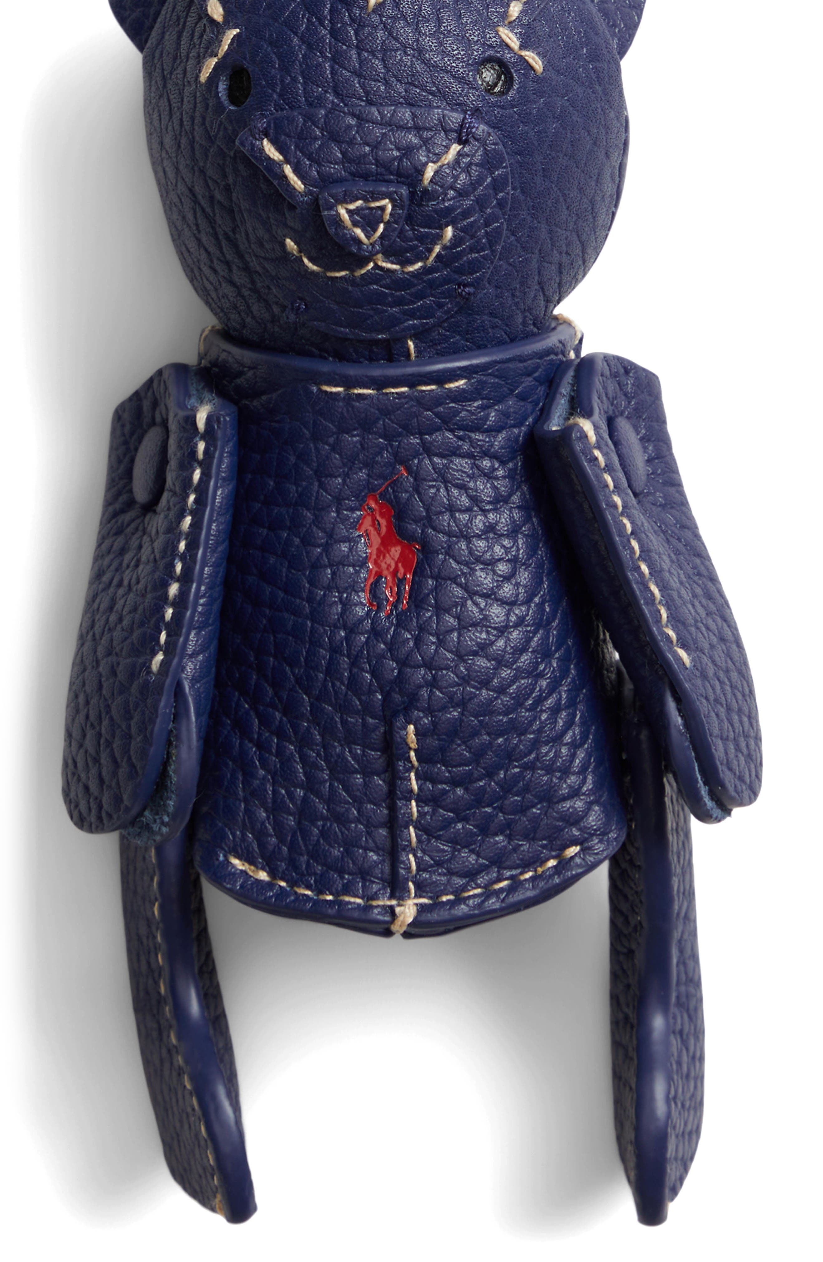 Polo Ralph Lauren Pebble Leather Polo Bear Charm, Alternate, color, Ink