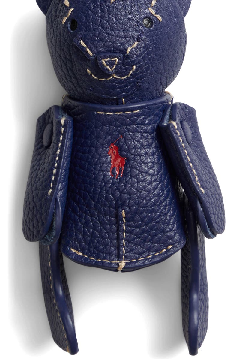 Polo Ralph Lauren Pebble Leather Polo Bear Charm, Alternate, color, Ink