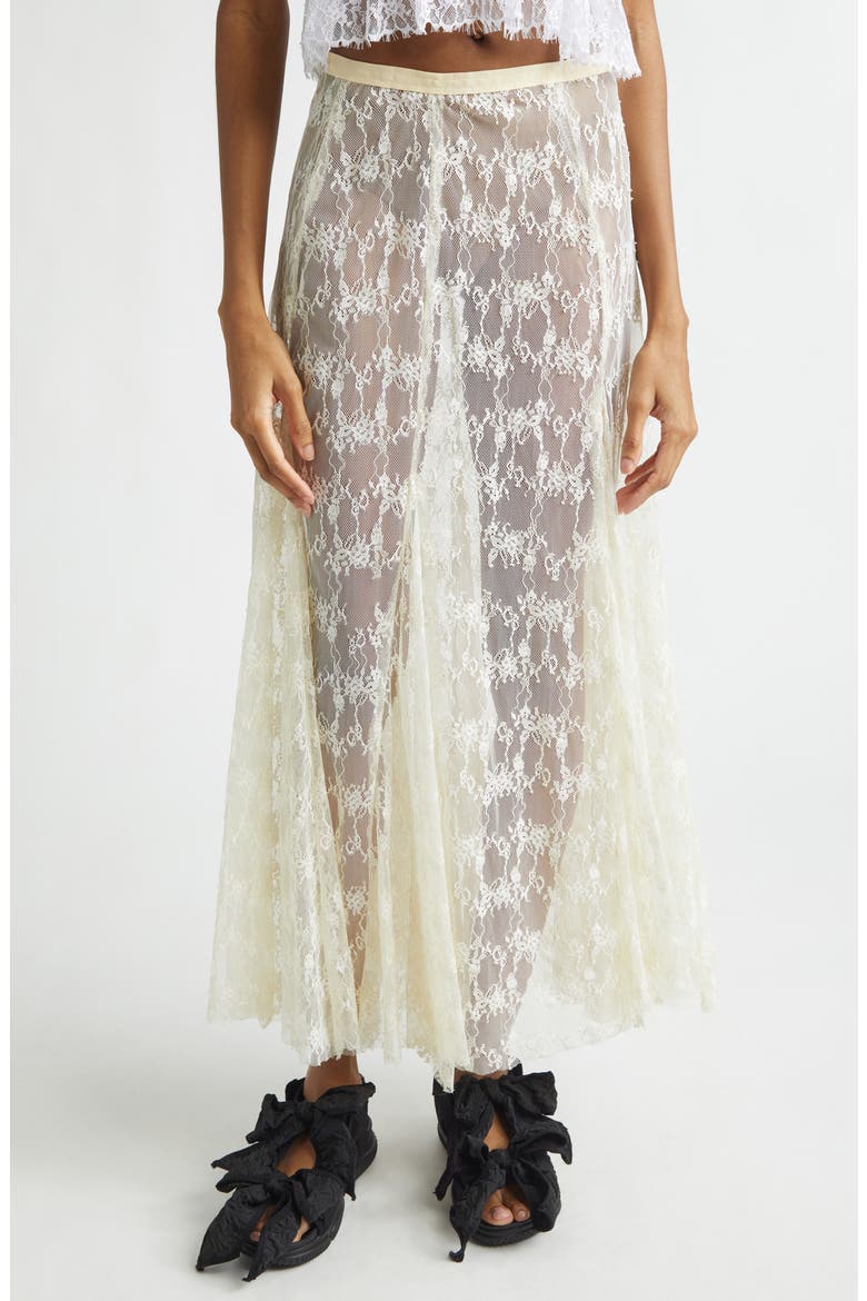 Pamela Sheer Lace Midi Skirt, Main, color, BUTTER YELLOW